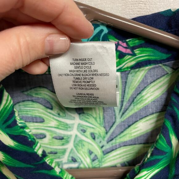 Issac Morris IML flamingo HAWAIIAN short sleeve button shirt‎ green blue mens L - Picture 4 of 5